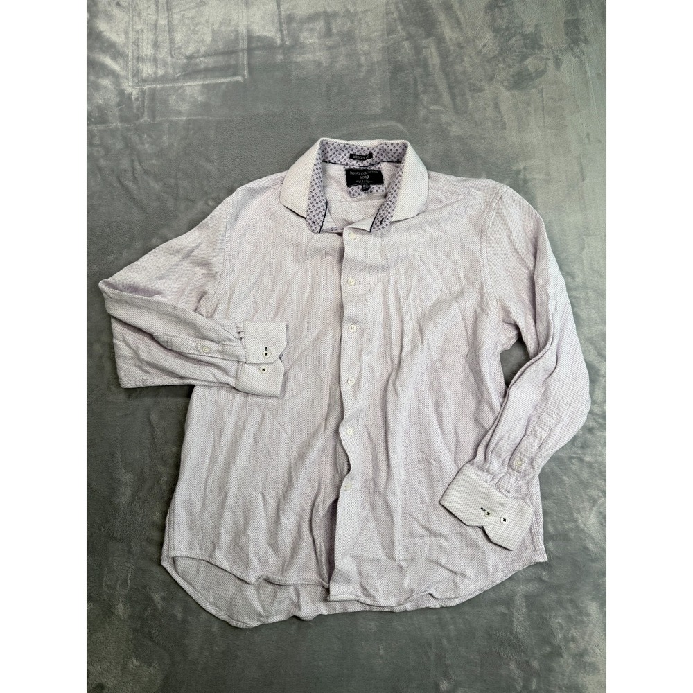 Report Collection Dress Shirt Men XL 17.5 Light Pink Formal Modern Fit Button-Up